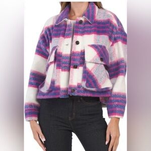 BlankNYC Primetime Cropped Oversized Fuzzy Jacket